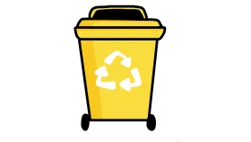 Eco-Friendly Yellow Recycling Bin Clipart - Sustainable Waste Management Symbol