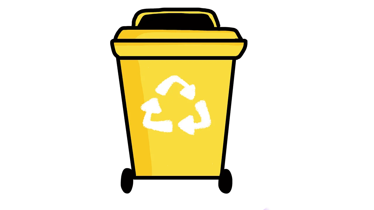 Eco-Friendly Yellow Recycling Bin Clipart - Sustainable Waste Management Symbol