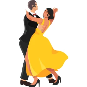 Elegant Ballroom Dance Clipart Illustration of Passionate Dancers in Motion