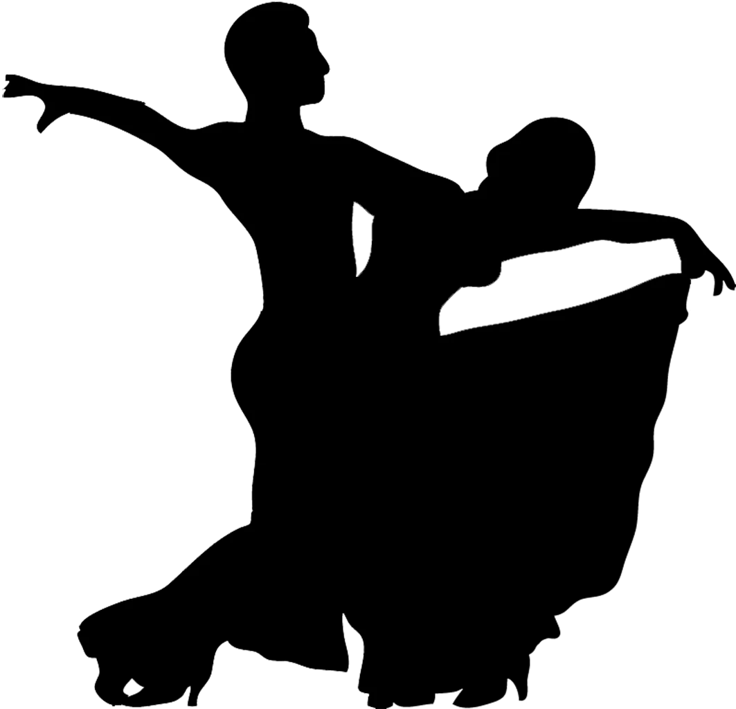 Elegant Dancing Silhouette Clipart - Ballroom Dance Partners in Graceful Pose