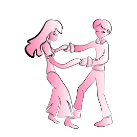 Elegant Pink Couple Dancing Clipart Illustration of Ballroom Grace