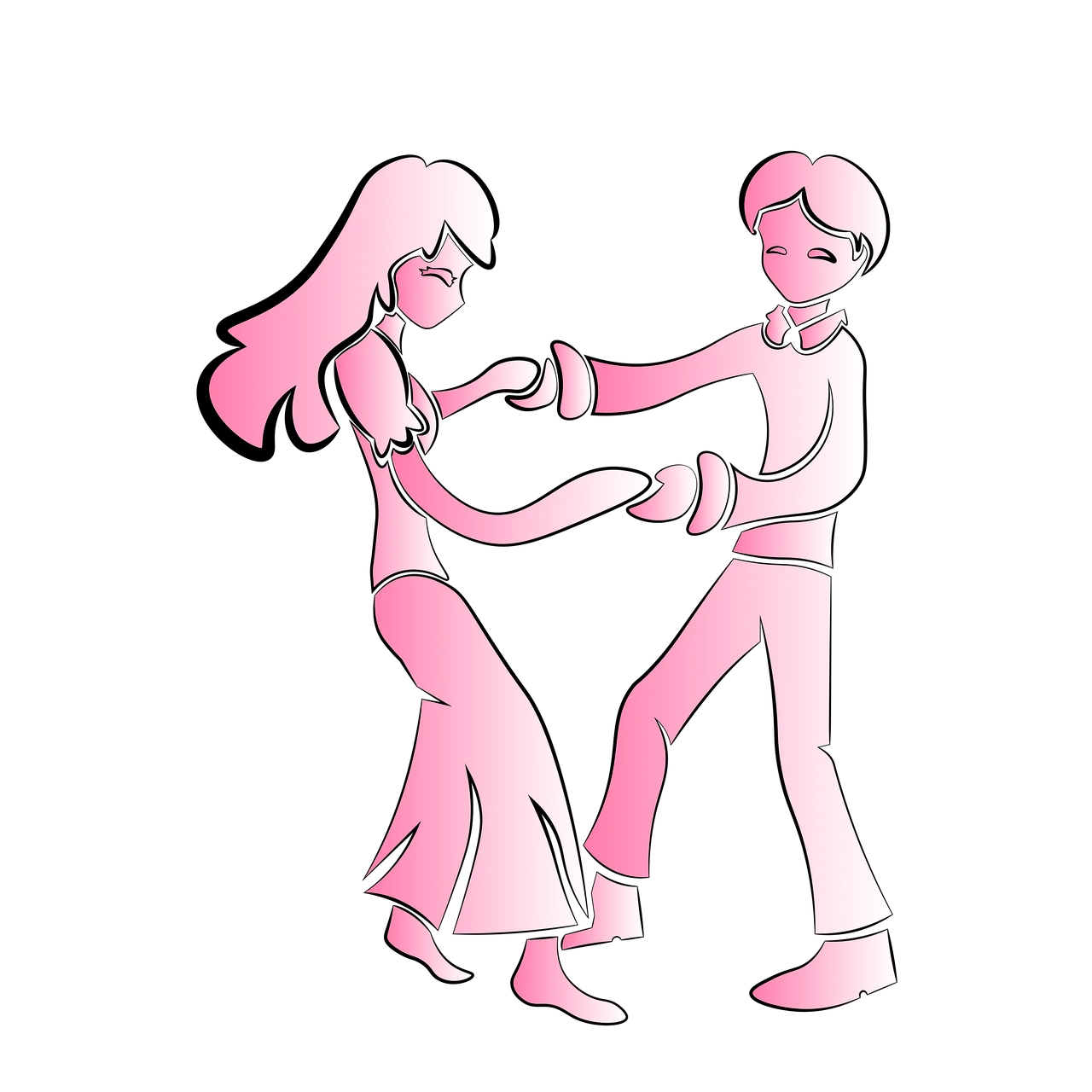 Elegant Pink Couple Dancing Clipart Illustration of Ballroom Grace