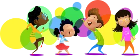 Energetic Kids Dancing Clipart - Colorful Movement and Joyful Expressions