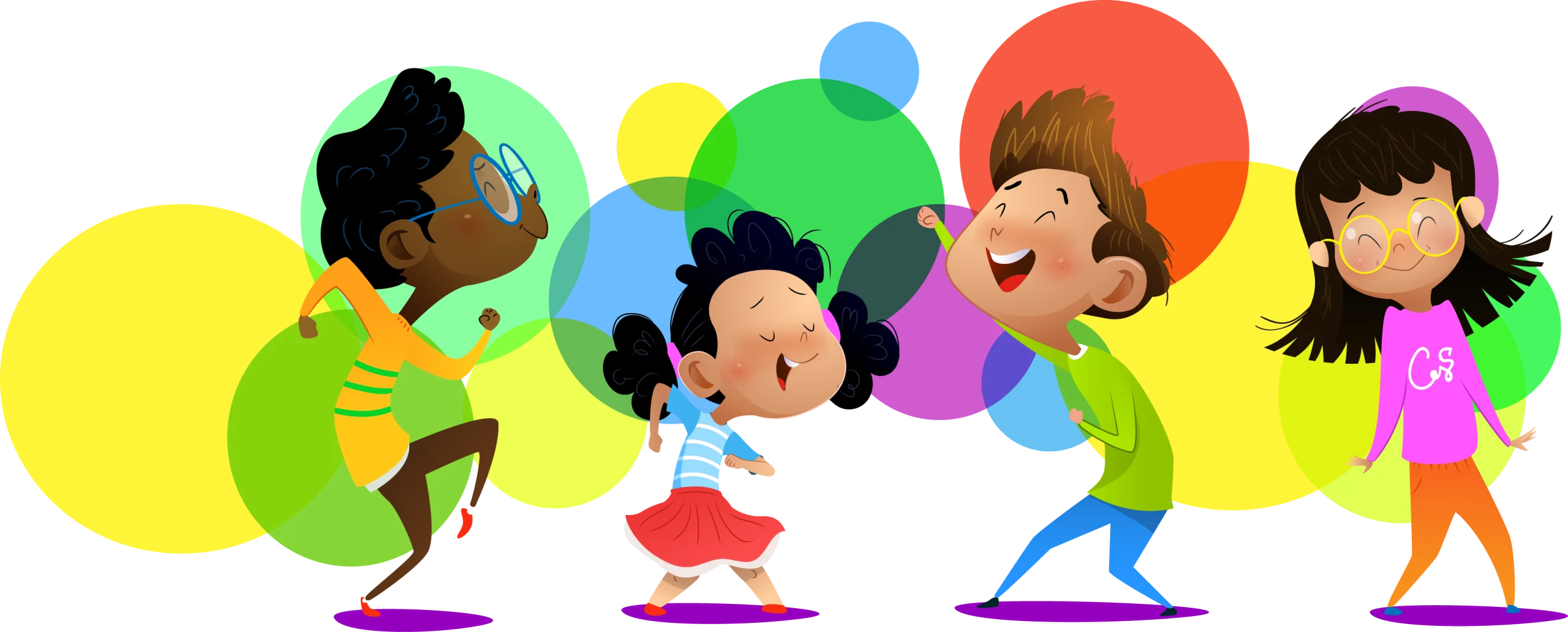 Energetic Kids Dancing Clipart - Colorful Movement and Joyful Expressions