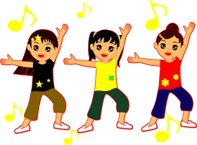 Energetic Kids Dancing Clipart: Playful Cartoon Characters Grooving Together