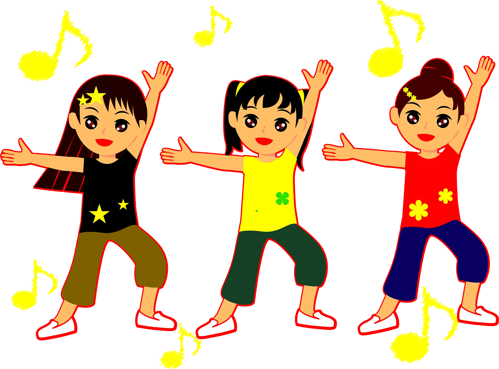 Energetic Kids Dancing Clipart: Playful Cartoon Characters Grooving Together