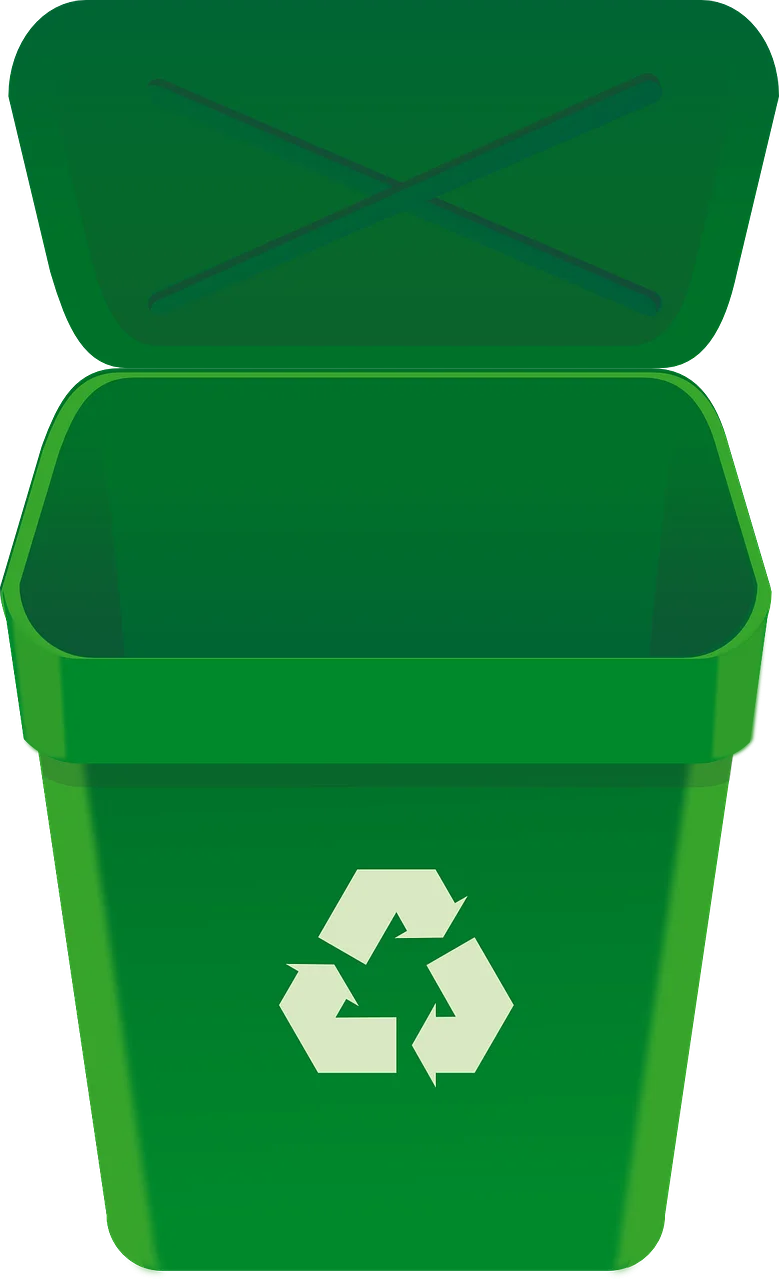 Green Eco-Friendly Recycling Bin Clipart with Universal Recycling Symbol