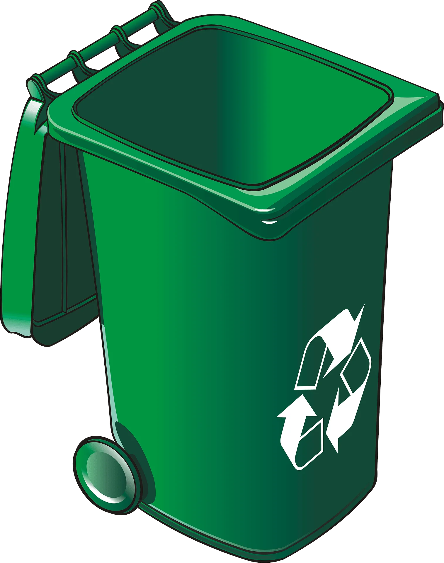 Green Recycling Bin Clipart: Eco-Friendly Waste Management Illustration