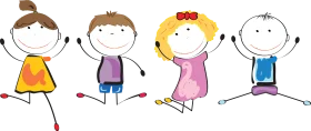 Joyful Children Dancing Clipart - Playful Stick Figure Celebration of Movement