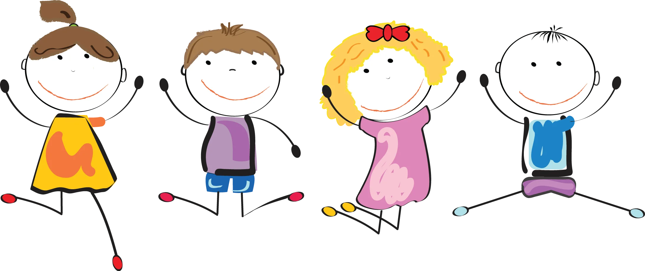 Joyful Children Dancing Clipart - Playful Stick Figure Celebration of Movement