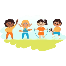 Joyful Kids Playing Different Sports and Activities After School Clipart