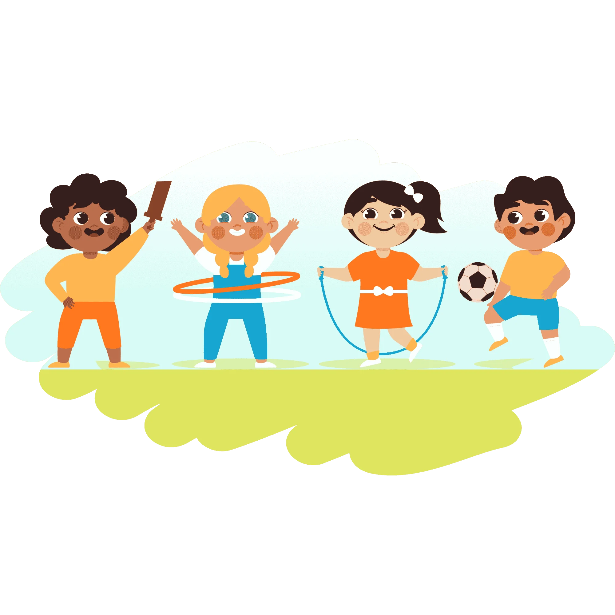 Joyful Kids Playing Different Sports and Activities After School Clipart