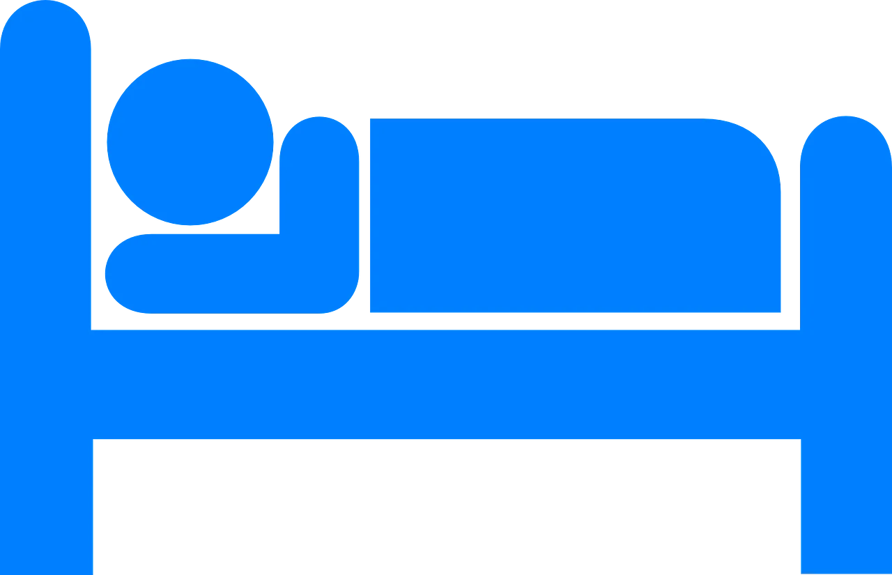 Minimalist Blue Sleep Clipart Icon Depicting Restful Slumber on Bed