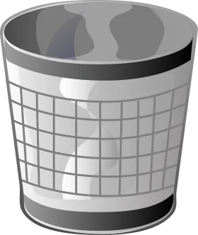 Minimalist Gray Wire Mesh Waste Basket Clipart Design for Digital Projects