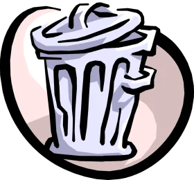Minimalist Grayscale Trash Can Clipart with Stylized Design and Circular Background