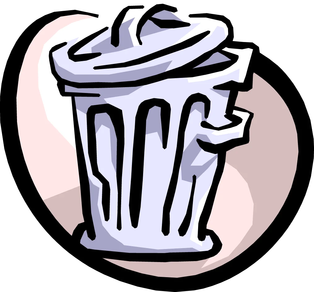 Minimalist Grayscale Trash Can Clipart with Stylized Design and Circular Background