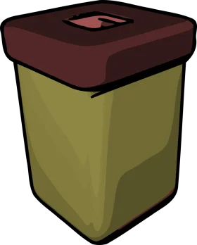 Minimalist Olive Green and Maroon Rectangular Trash Can Clipart Design