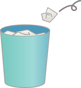 Minimalist Teal Trash Can Clipart with Crumpled Paper Toss Illustration