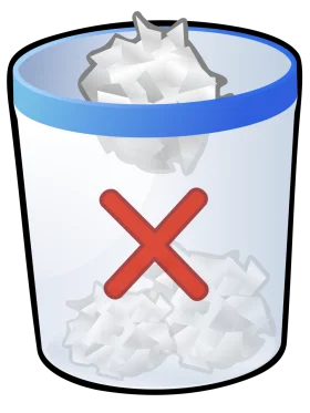 Minimalist Trash Can Clipart with Red X Symbol Indicating Deletion