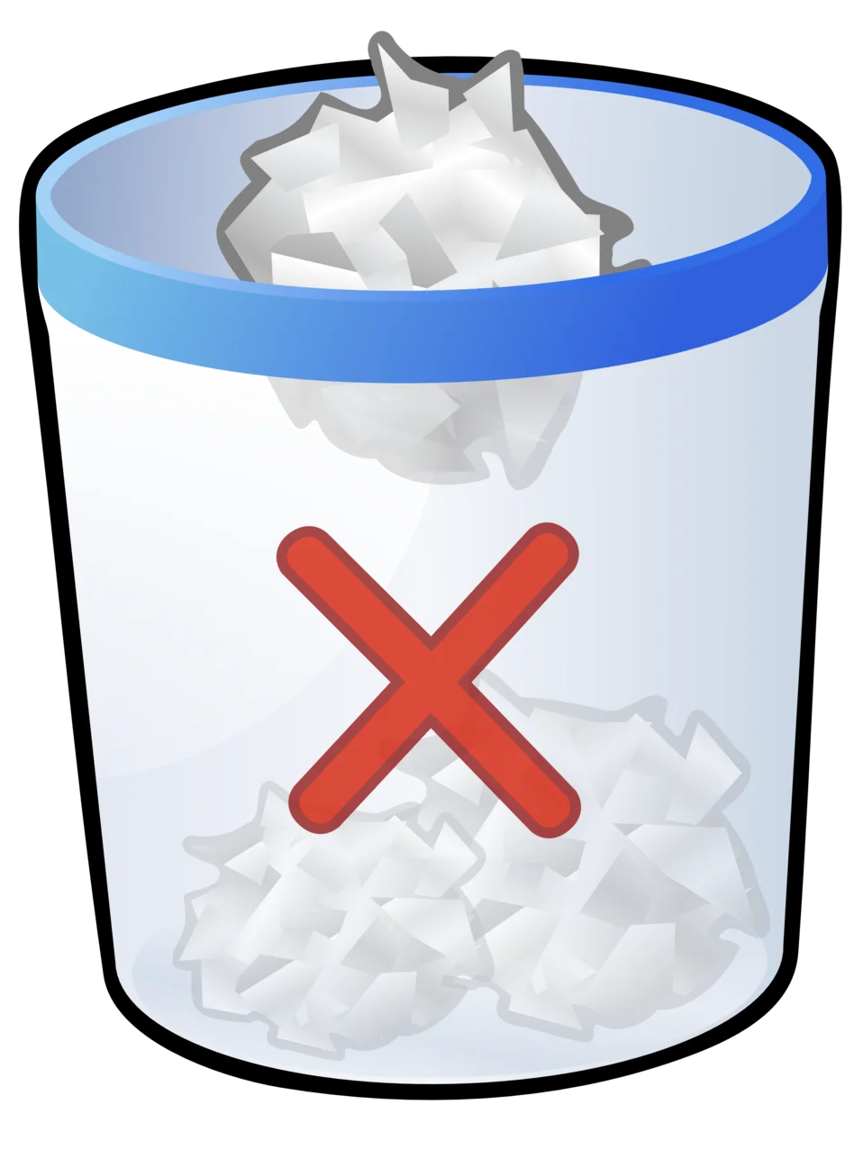 Minimalist Trash Can Clipart with Red X Symbol Indicating Deletion
