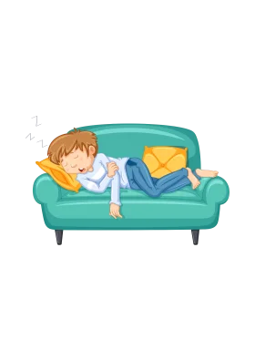 Peaceful Child Sleeping Soundly on Comfortable Turquoise Couch Clipart Illustration