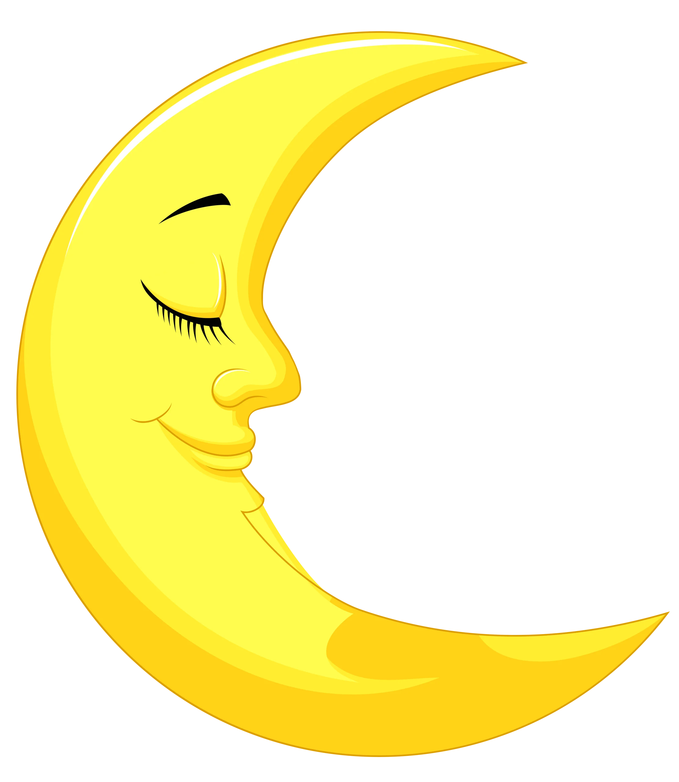 Peaceful Dreamy Crescent Moon Cartoon Clipart Illustration with Soft Facial Expression