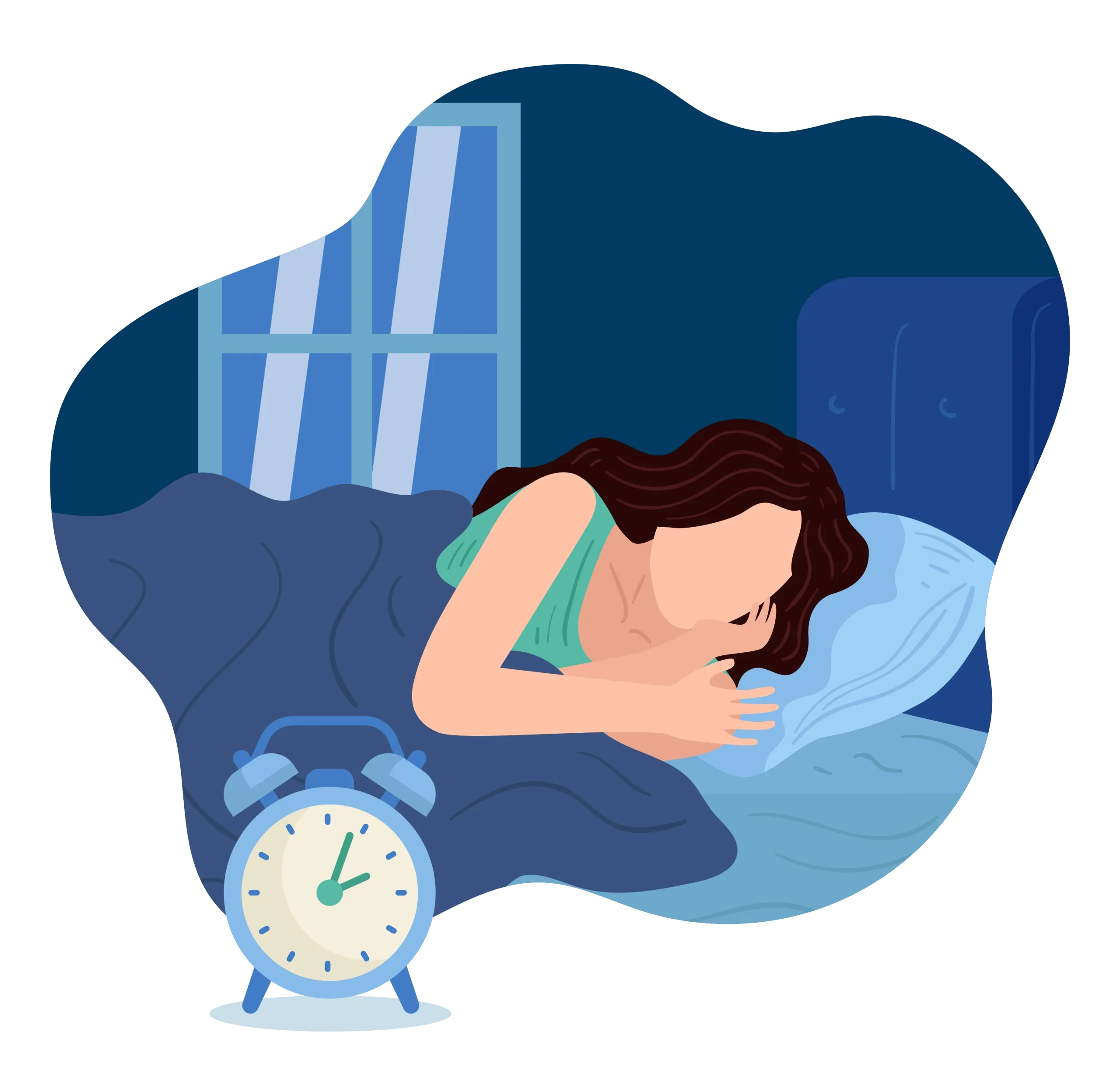Peaceful Nighttime Sleep Clipart Illustration with Soft Blue Tones