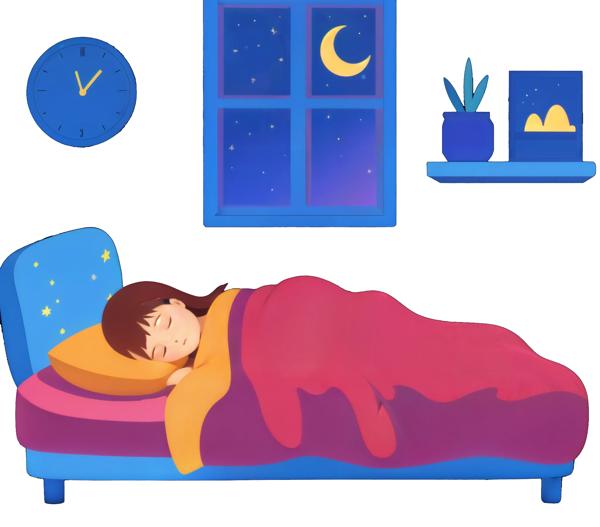 Peaceful Nighttime Slumber: A Cozy Sleep Clipart Illustration of Restful Moments