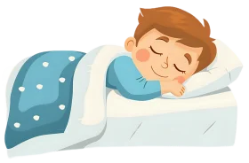 Peaceful Slumber Clipart: Adorable Young Child Resting Comfortably in Bed