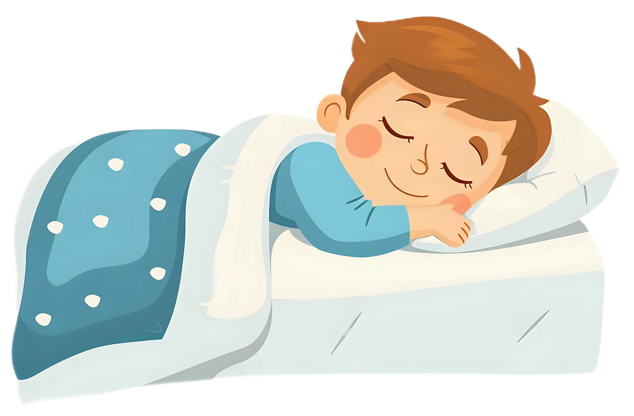 Peaceful Slumber Clipart: Adorable Young Child Resting Comfortably in Bed