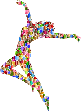 Prismatic Mosaic Dance Clipart - Elegant Silhouette of Artistic Movement