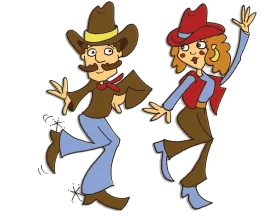 Retro Western Cowboy Dance Clipart - Whimsical Line Dancing Characters