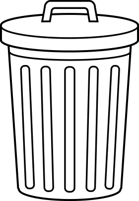 Simple Black and White Trash Can Clipart Illustration for Design Projects