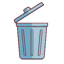 Simple Blue and Gray Minimalist Trash Can Clipart Illustration Design