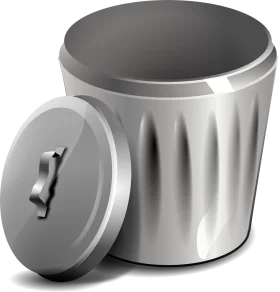 Sleek Metallic Trash Can Clipart with Elegant Rounded Lid Design