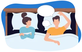 Sleepless Night Clipart Illustration: Two Individuals Struggling with Insomnia