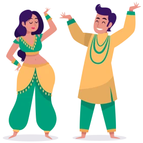 Traditional Indian Dance Celebration Clipart - Energetic Folk Performance