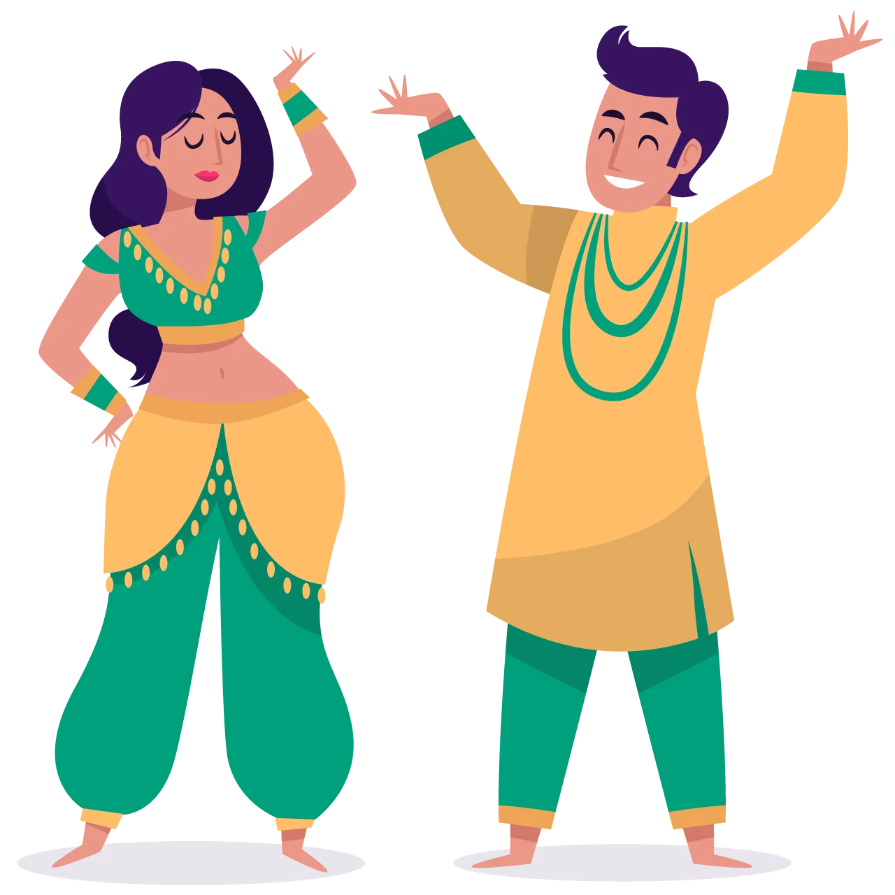 Traditional Indian Dance Celebration Clipart - Energetic Folk Performance