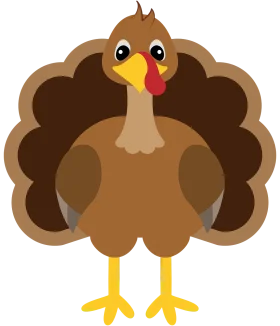 Adorable Thanksgiving Turkey Clipart - Cute Cartoon Style Festive Illustration