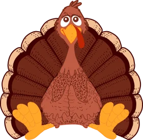 Cartoon Thanksgiving Turkey Clipart - Adorable Festive Fowl with Expressive Cartoon Eyes