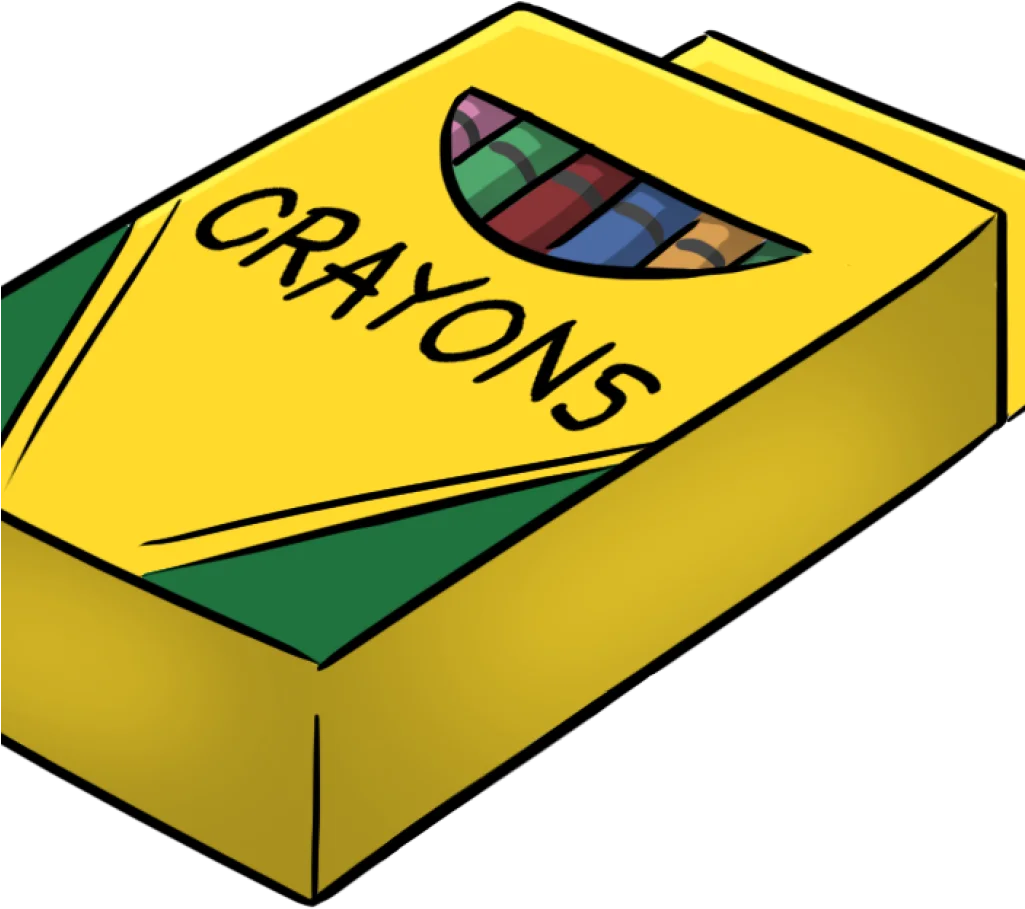 Classic Yellow Crayon Box Clipart: Colorful School Supplies Illustration