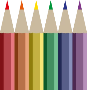 Colorful Artistic Crayons Clipart with Rainbow Color Spectrum Illustration