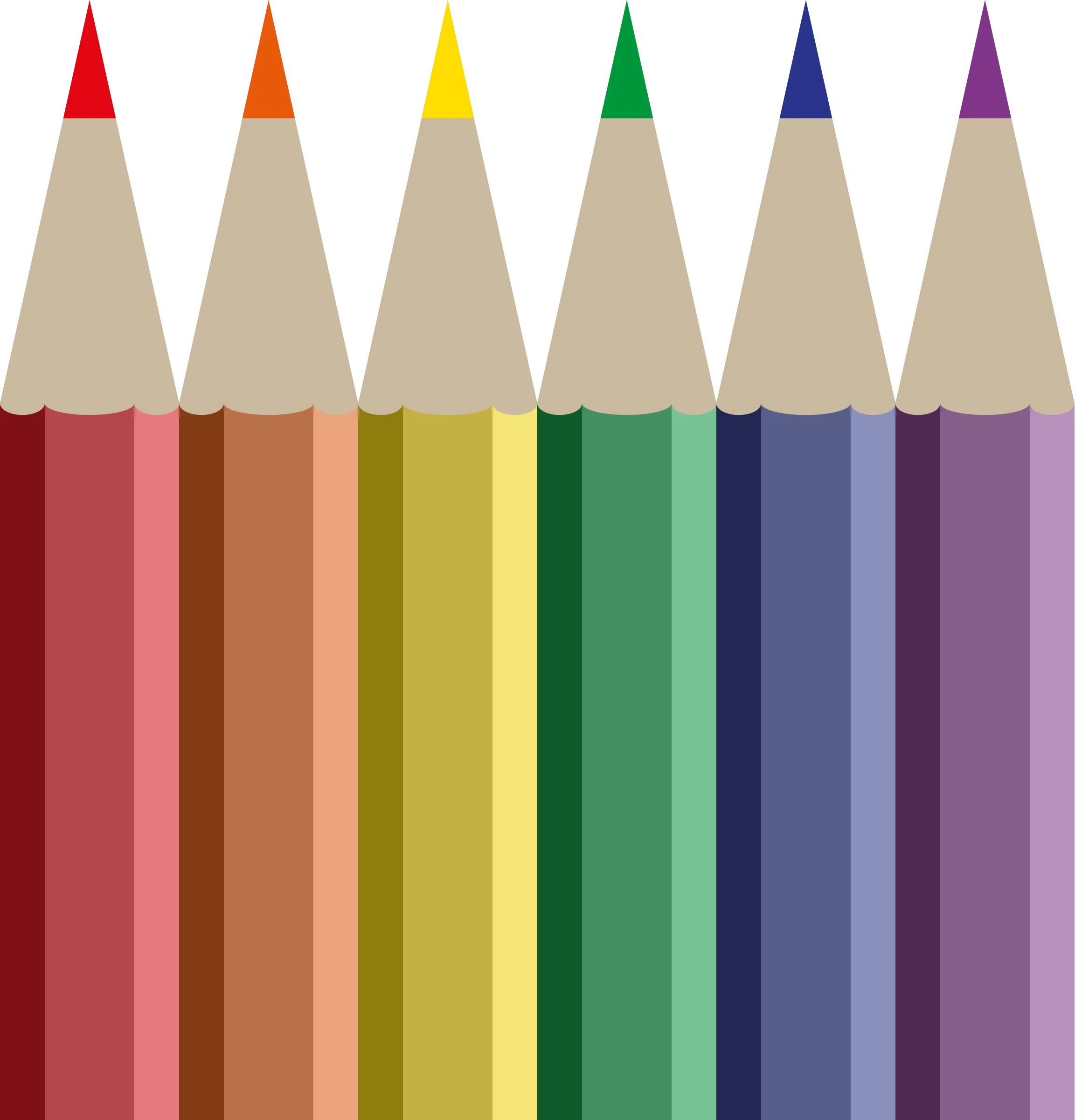 Colorful Artistic Crayons Clipart with Rainbow Color Spectrum Illustration