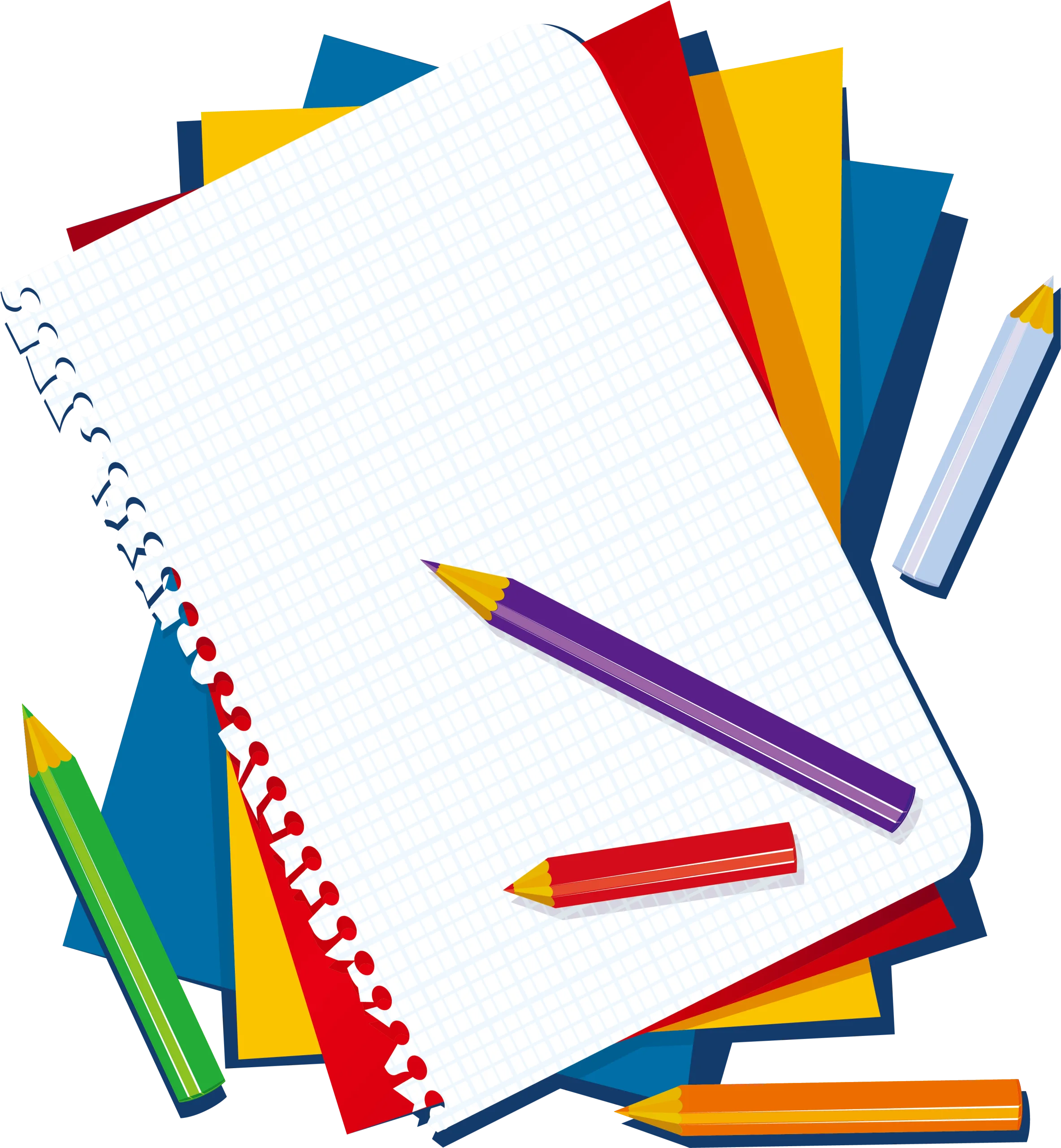 Colorful School Supplies Clipart: Notebooks and Pencils for Creative Learning