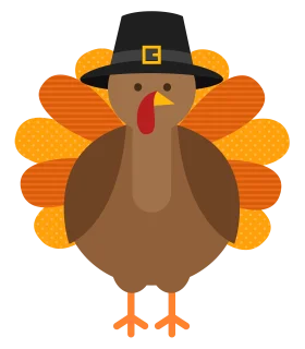 Festive Thanksgiving Turkey Clipart with Pilgrim Hat and Warm Autumn Colors