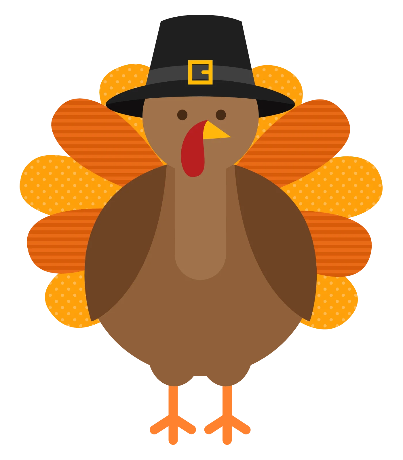 Festive Thanksgiving Turkey Clipart with Pilgrim Hat and Warm Autumn Colors