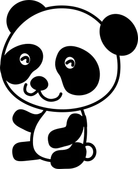 Adorable Black and White Cartoon Panda Clipart - Cute Sitting Mascot Design