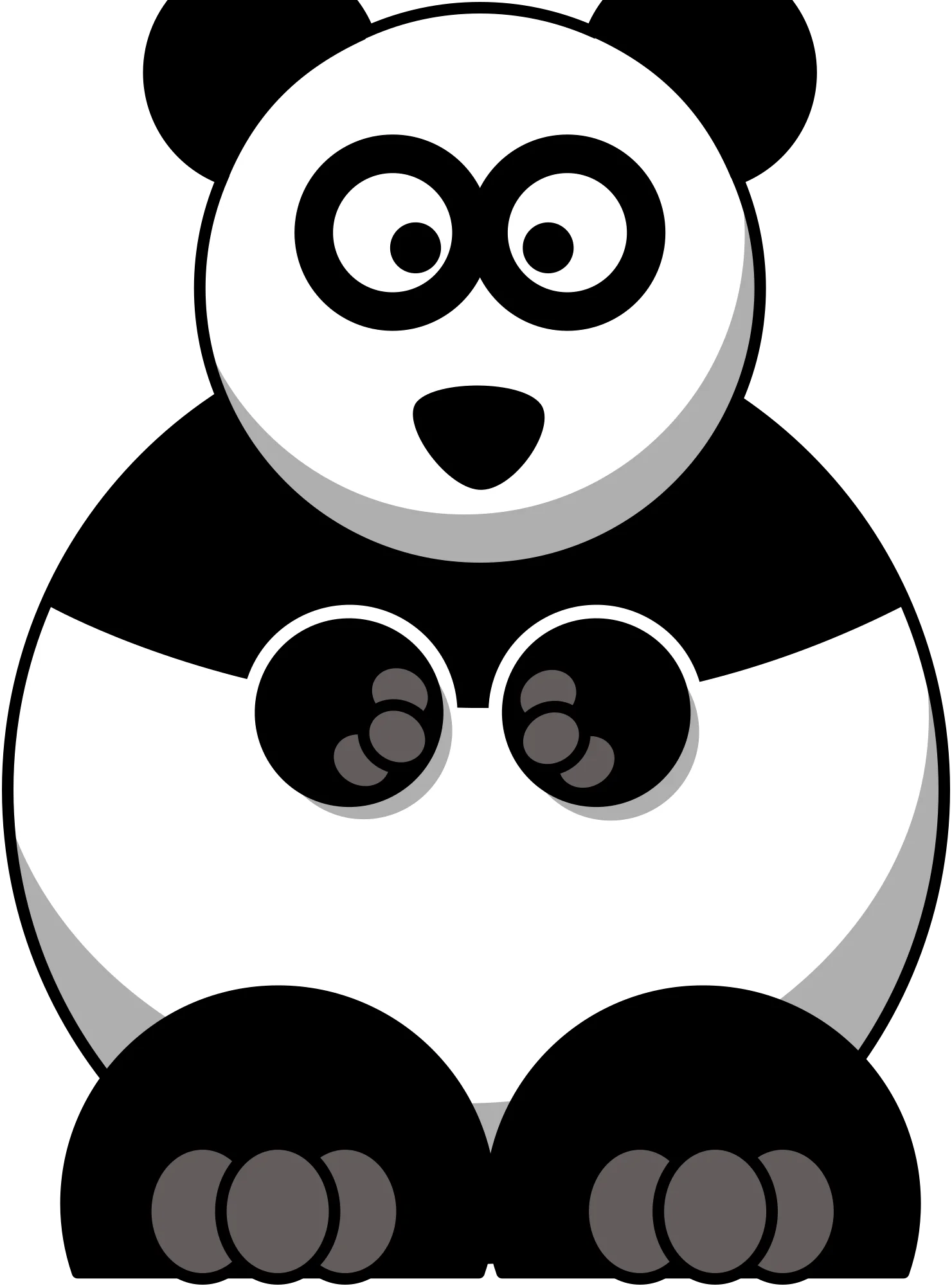Adorable Black and White Cartoon Panda Clipart - Cute Minimalist Design