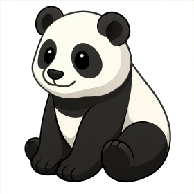 Adorable Black and White Cartoon Panda Clipart Illustration for Kids