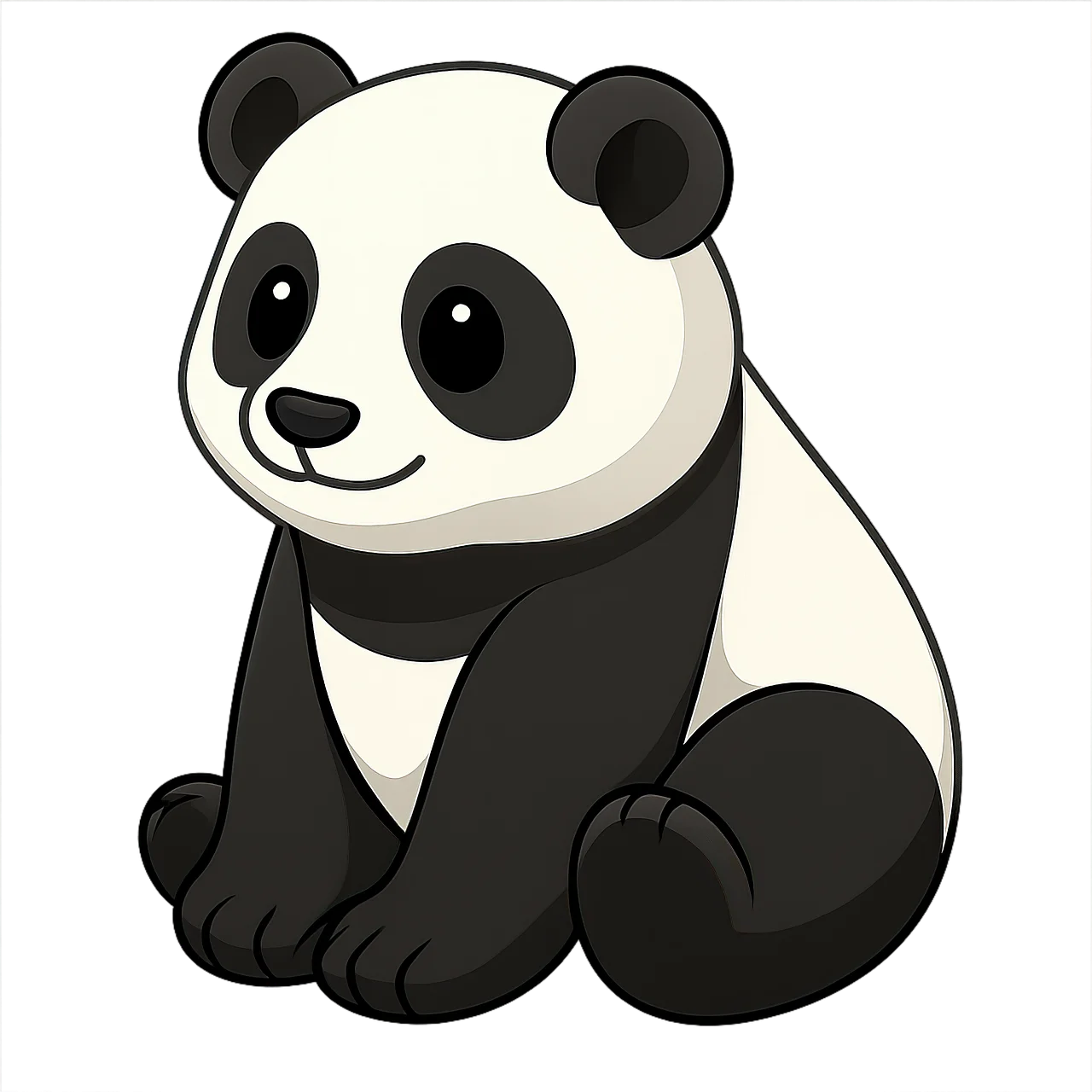 Adorable Black and White Cartoon Panda Clipart Illustration for Kids